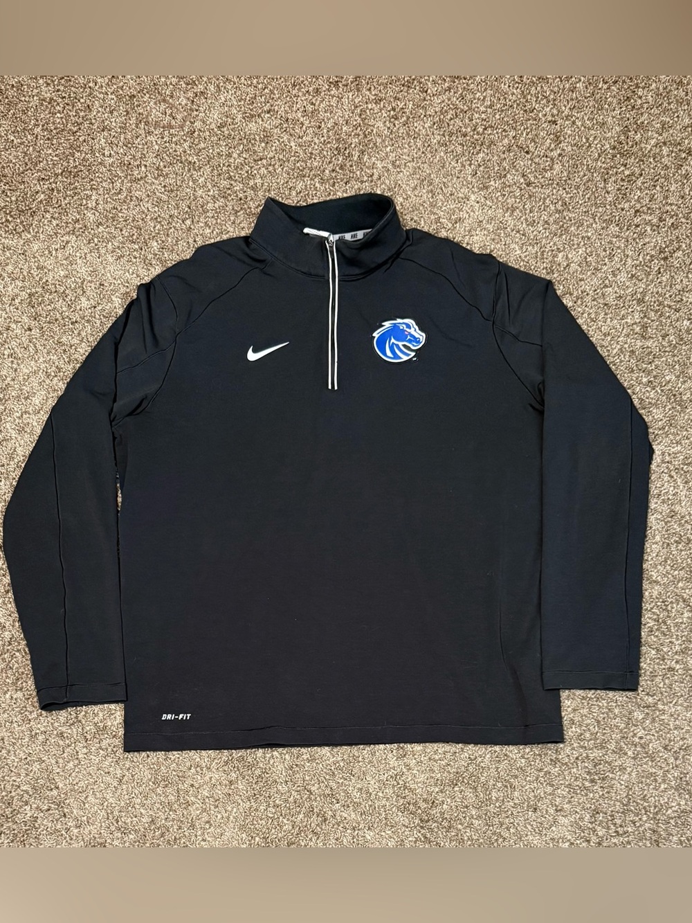 Nike Dri-Fit Boise State Broncos Black Men’s 1/4 Zip Pullover Jacket Size XL